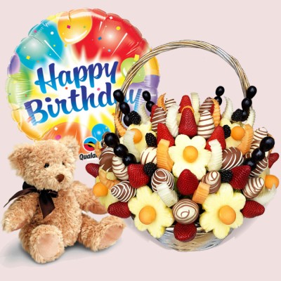 NEW! Birthday Fruit Flowers Package