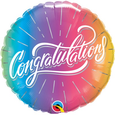 Congratulations Vibrant Ombre Helium Balloon